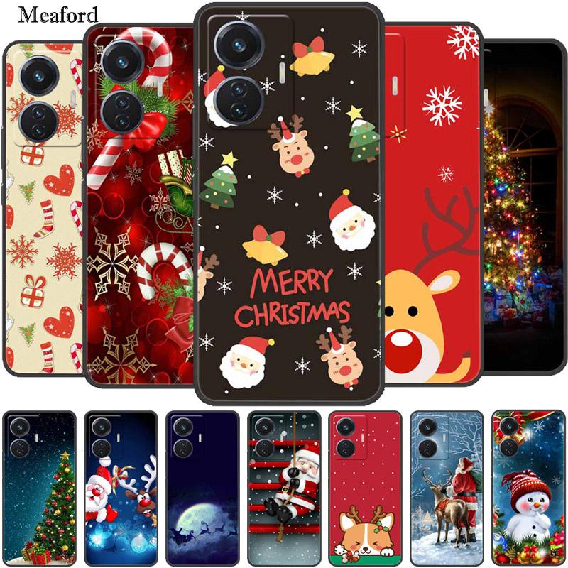 Christmas Case For Vivo T1 44W Soft Silicone Back Cover for Vivo T1 4G Snapdragon 680 Phone Case Cartoon V2153 VivoT1 4G Funda