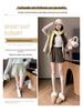 Damen Winter-Bootcut-Shorts aus PU-Leder mit hohem Bund: Elastischer Bund, lockerer Schnitt mit weitem Bein