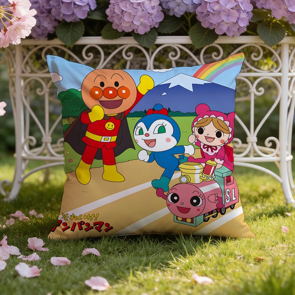 Cute A-Anpanman anime Cushion Cover Home & Car Dual-Scene Pillow Cover: Reversible for Premium Comfort