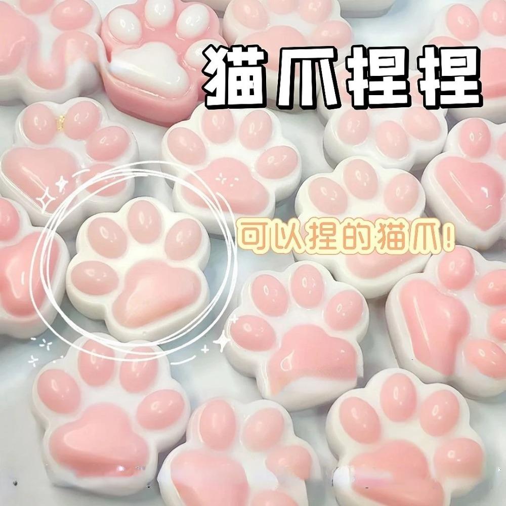 Kawaii Cat's Paw Decompression Toys Cute Pink 3D Elastic Squishy Toys Mochi Anti Stress Reliever Toys Girls Birthday Gifts