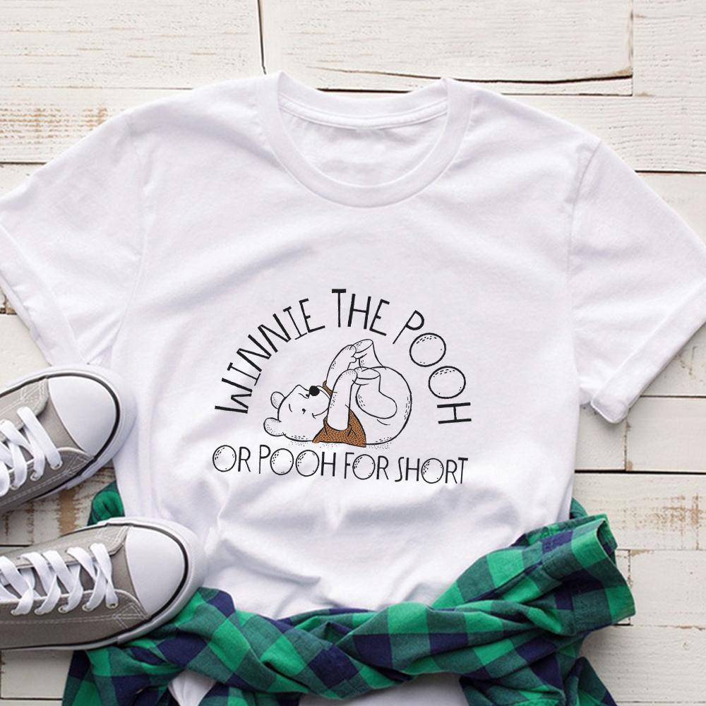 Disney Winnie The Pooh T-Shirt Cartoon Graphic T Shirts Women's Short Sleeve Summer Casual Tops T-shirt Aesthetic Harajuku Tees