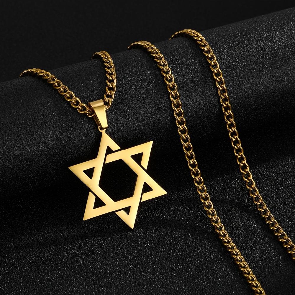 [Collana Coppia Esagramma] Collana Esagramma in Acciaio Inossidabile Nero Dorato - Ciondolo Stella Esagonale Gioielli Traforati Set Coppia - Regalo per le Feste