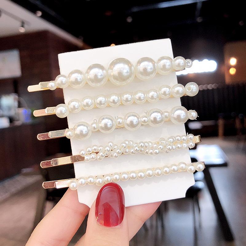 Fashion Acrylic Pearl Hair Clips Set Sweet Flower Hair Barrettes For Women Girls Korean Geometric Hair Accessories Jewelry