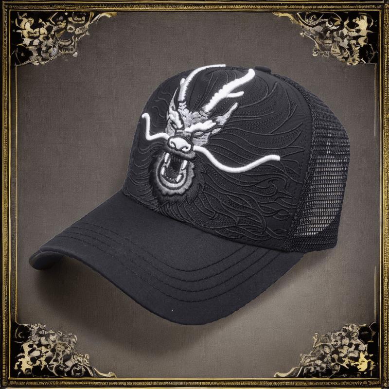 Dragon's Roar Embroidered Warrior Baseball Cap - Four Seasons Mesh Sunshade Trend