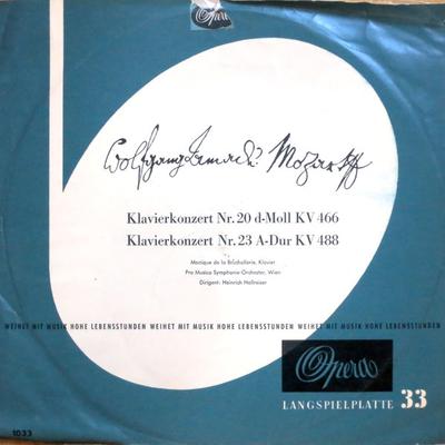Disque Vinyle WOLFGANG AMADEUS MOZART MONIQUE DE Concerto pour piano n°. 20 D mineur Kv 466 XP2390 OPÉRA 1955 Allemagne Classique Occasion