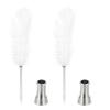 PATIKIL Feather Ballpoint Fluffy Vintage Ink Quill Pen with Polished Plated Two Quill Pens with Stand Perfect for and Wedding White Pens, 2-Piece Set,