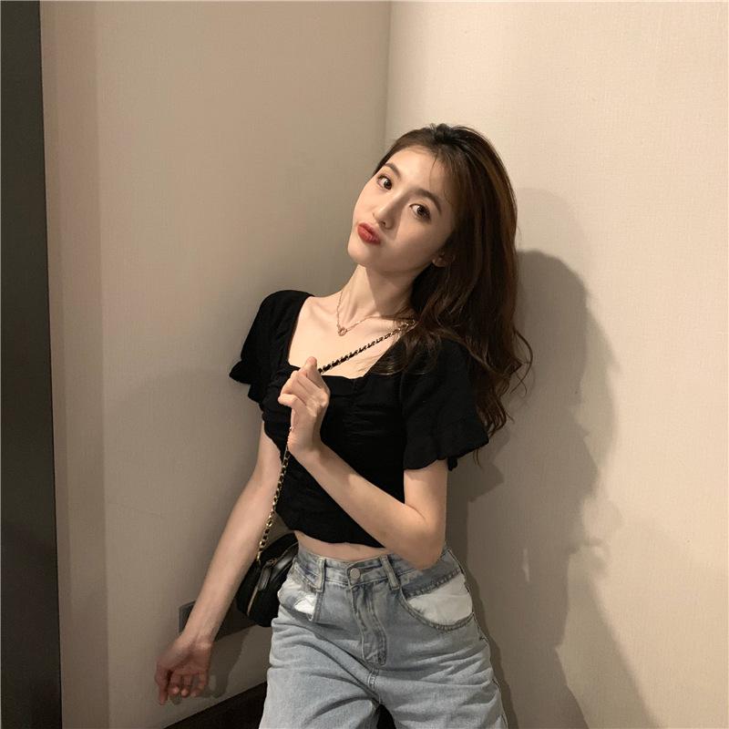 2025 Elegant French Puff Sleeve Square Neck Top - Subtly Stylish, Lightly Mature Summer Shirt for Women