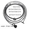 Accessories Black Necklace Simple Love Pendant OT Buckle Peach Heart Multi-layer Stacked Collarbone Chain Spot
