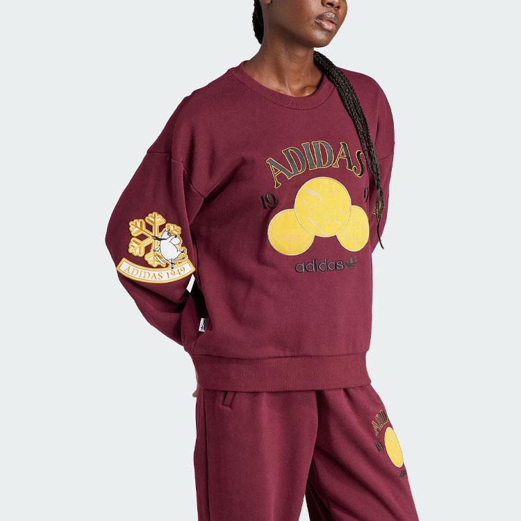 Adidas Originals Moomin Embroidered Letter Pattern Sweatshirt Women Tops Maroon IL2447