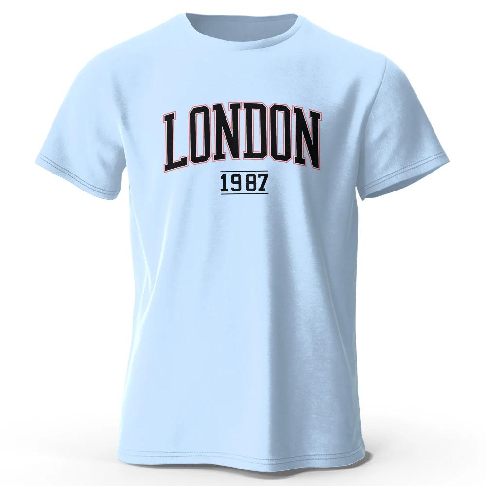 Mens London 1987 Vintage Tshirt Sport 100 Cotton Print Oversized Tees for Men Women Sportswear Tops