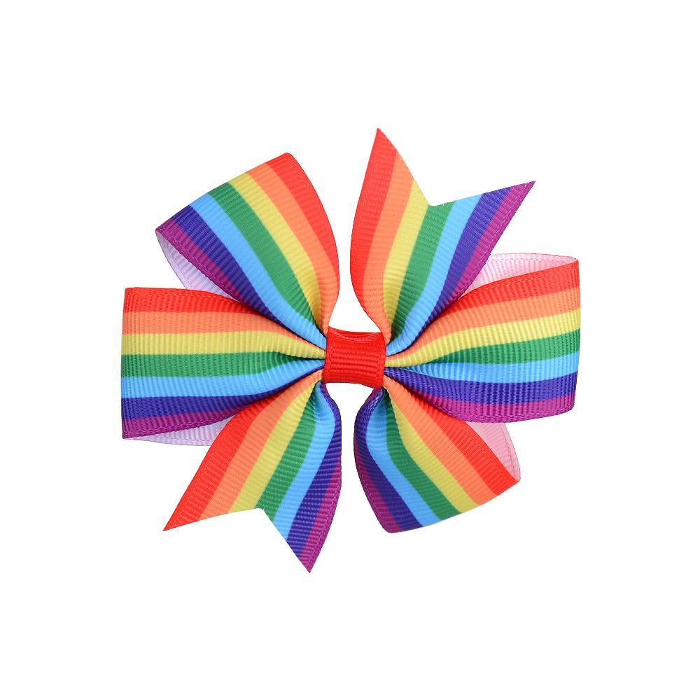 Fundițe de Păr Boutique cu Funde Curcubeu Roți de Moară din Grosgrain de 3,2 Inci cu Clip pentru Fete Copii Accesorii Funde Curcubeu Pinwheel Lucrate Manual