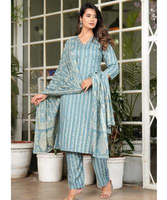 Indian Designer Kurta Pant Dupatta Set Women Bollywood Top Tunic Kurti Salwar Suit Dress