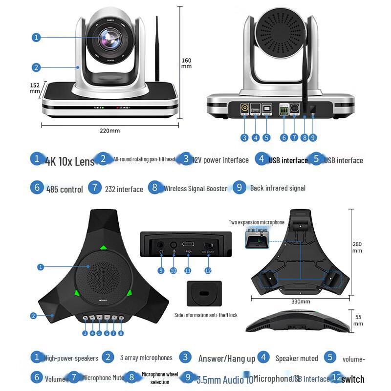 

HSD 4K 10x Zoom Wireless Video Conferencing System (CN version)