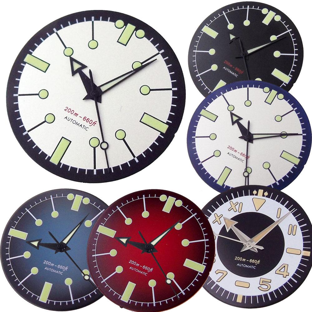 31mm Beige/Black/Red/Blue/White Sterile Dial Face Fit NH35A NH36A ETA2824 PT5000 Automatic Watch Parts Green Lume Arrow Hands