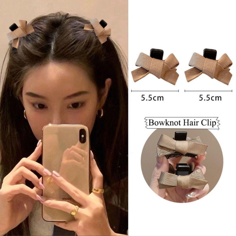 

2PCS Small Hair Bangs Clip Bowknot Side Clip Trendy Barrette Women Girl Gift хакі