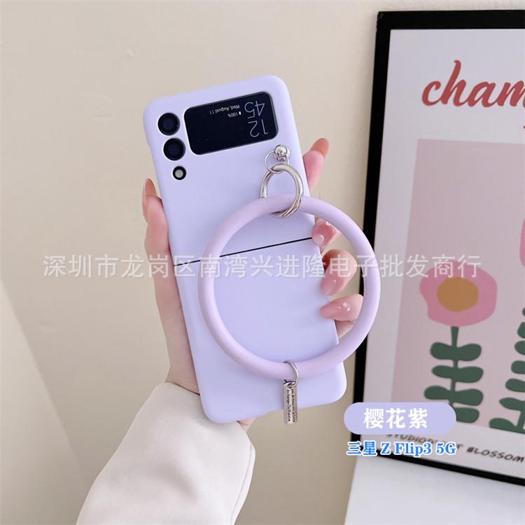 Applicable to Samsung Z Flip6 mobile phone case bracelet solid color PC oil injection hard case flip3 folding screen back cover protective case