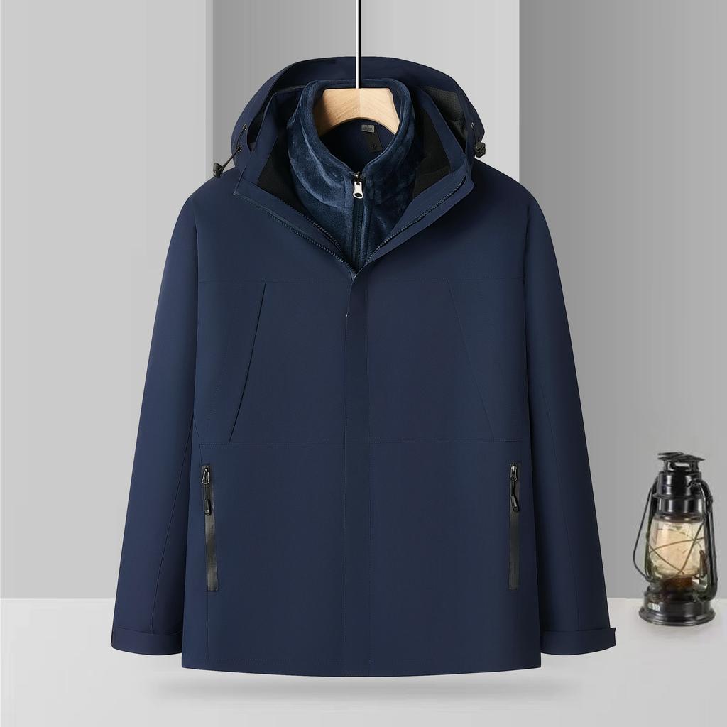 Thickened Silver Fox Velvet Three-in-one Waterproof and Windproof Camping and Mountaineering Detachable Overalls