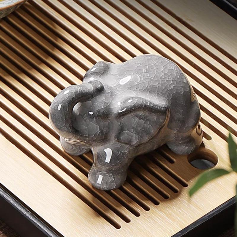 High End Black Ice Flower Lucky Elephant Tea Pet Meets Hydrated Ice Home Tea Table Tea Stand Attracting Wealth Ceramic Tea Set