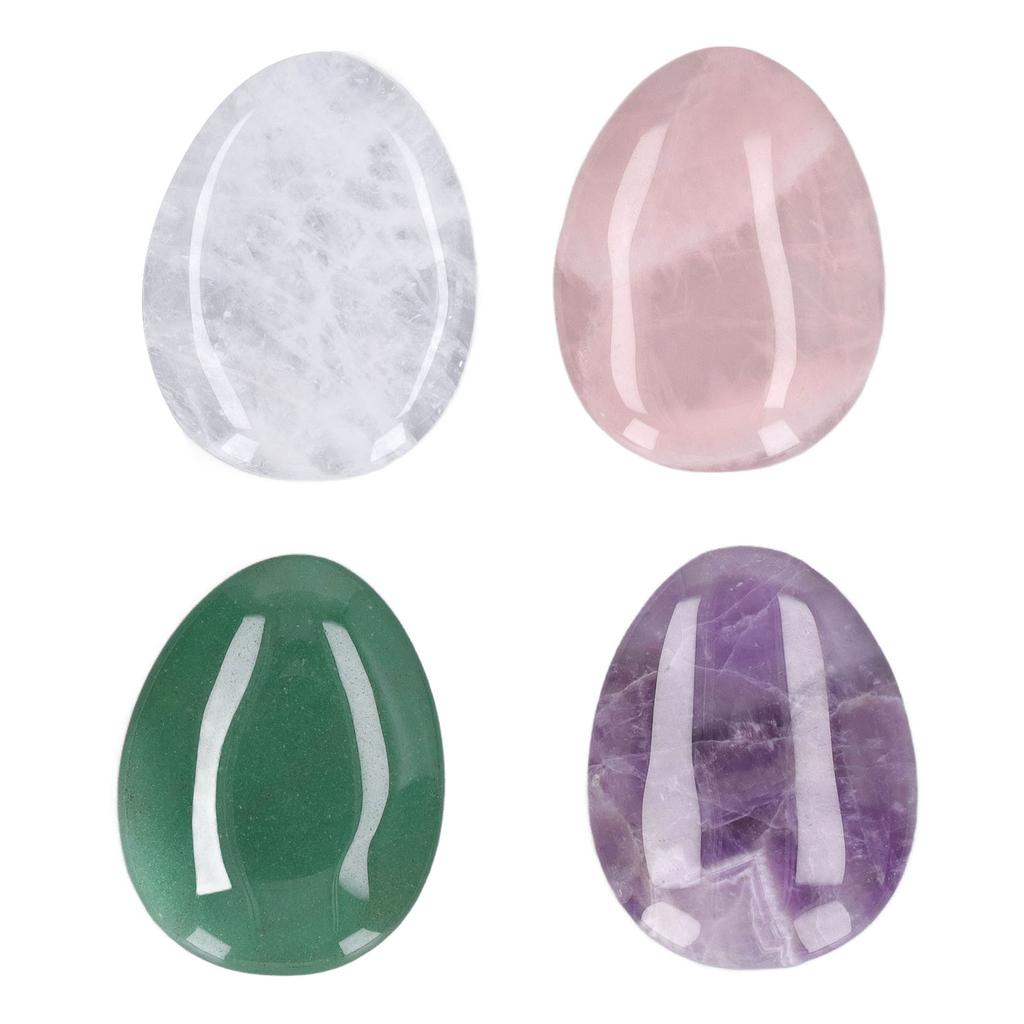 4Pcs Worry Stones Pink Purple Green White Natural Material Anxiety Relief Thumb Stones for Pressure