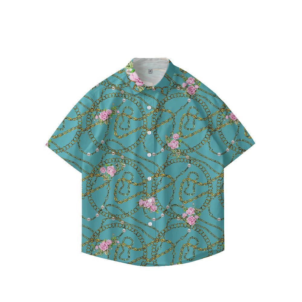 Summer 3D Printed Short Sleeve Flower Shirt Men'S Vintage Hawaiian Beach Casual Loose Men'S Large Size Shirt