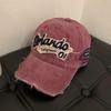 Retro Baseball Cap Women's Big Head Circumference Washed Ripped Denim Wide Brim Cap Showing Face Small Hat