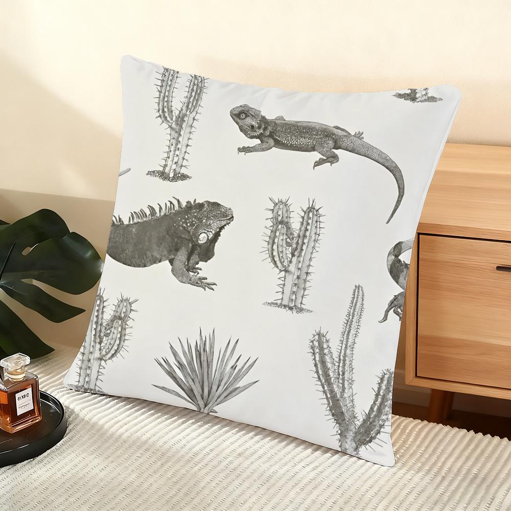Cactus Pattern Cushion Cover Soft Short Plush Pillow Cover Smooth Cozy Texture Aesthetic Cushion Case Home Decor