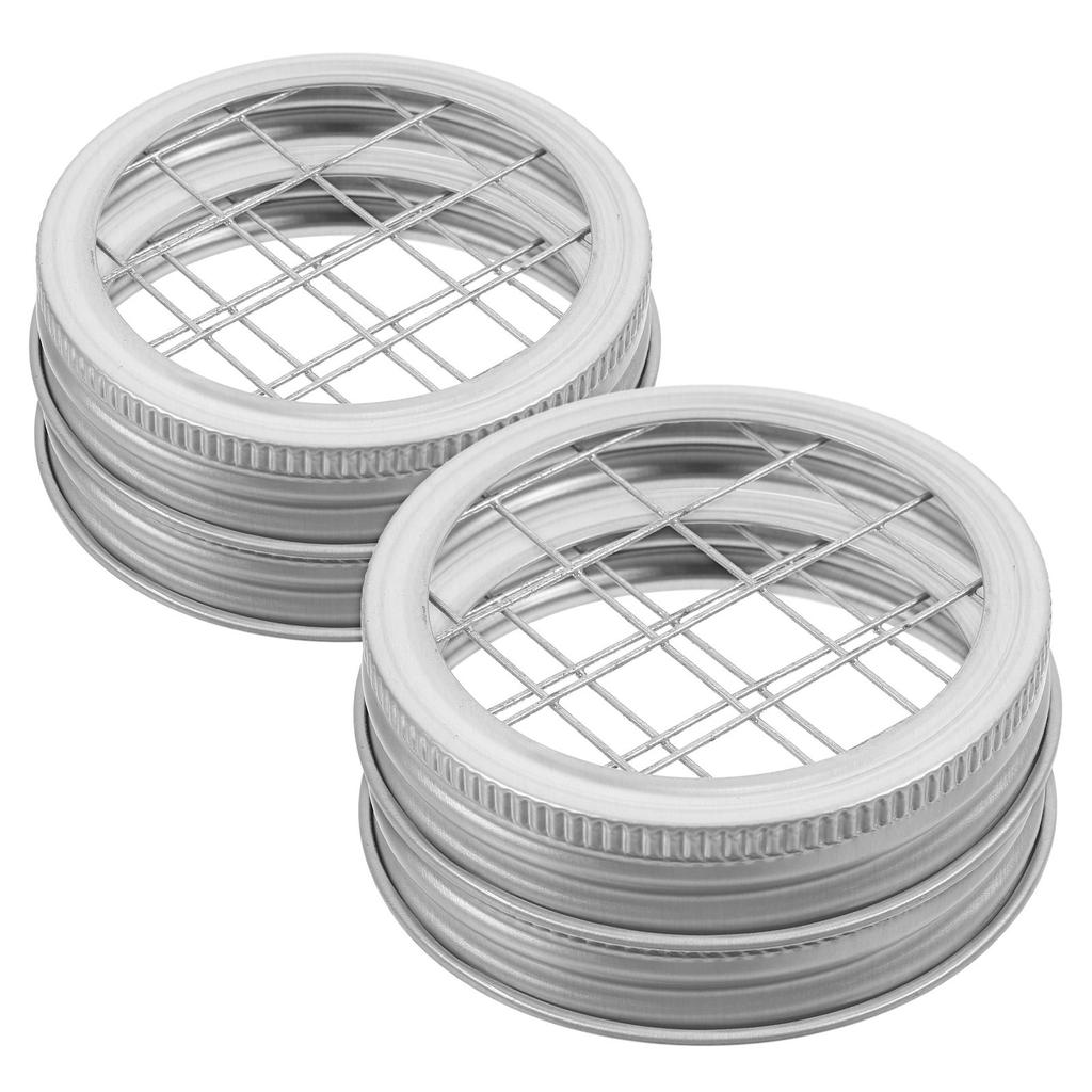 4Pcs Mason Jar Flower Frog Lids Stainless Steel Flower Insert Lid Regular Mouth Grid Organizer Floral Arrangement Cover