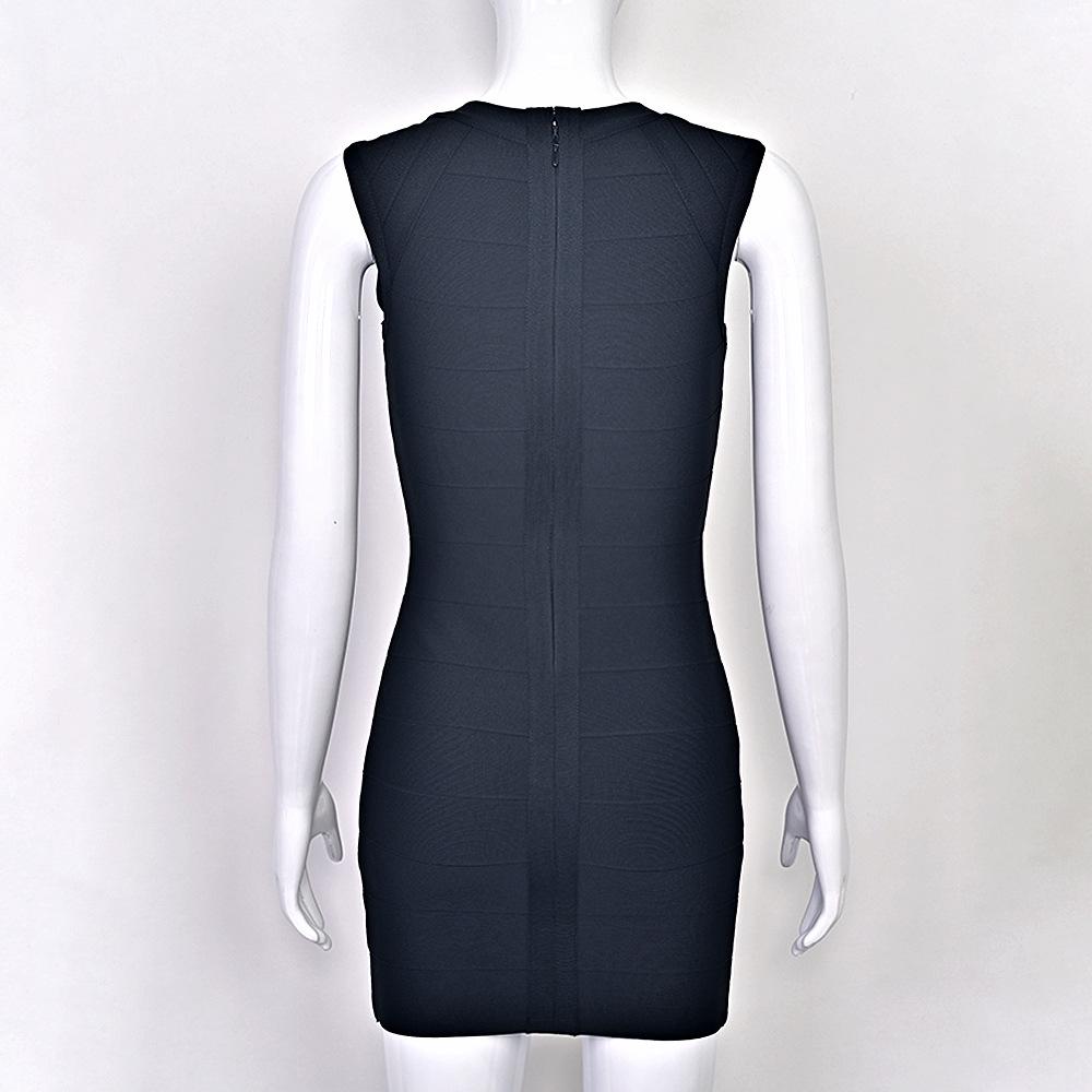 European & American Star Low-Cut Sexy Black Bandage Evening Dress - French Retro Hip-Hugging Women's Gown