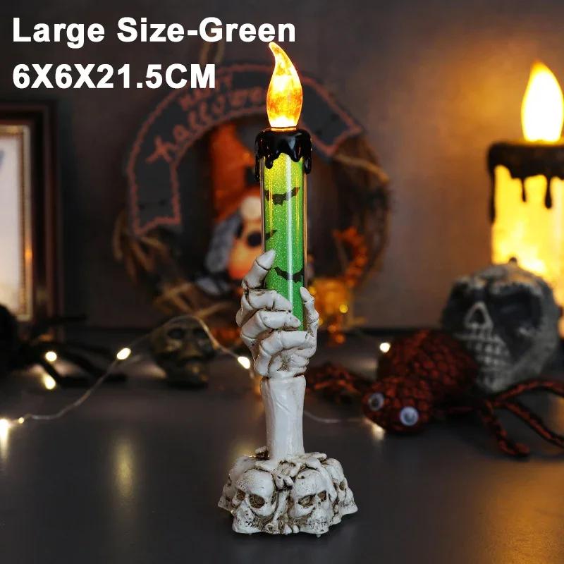 Halloween LED Electronic Candles – Spooky Ghost Hand Flameless Tea Lights & Candle Holder Decor