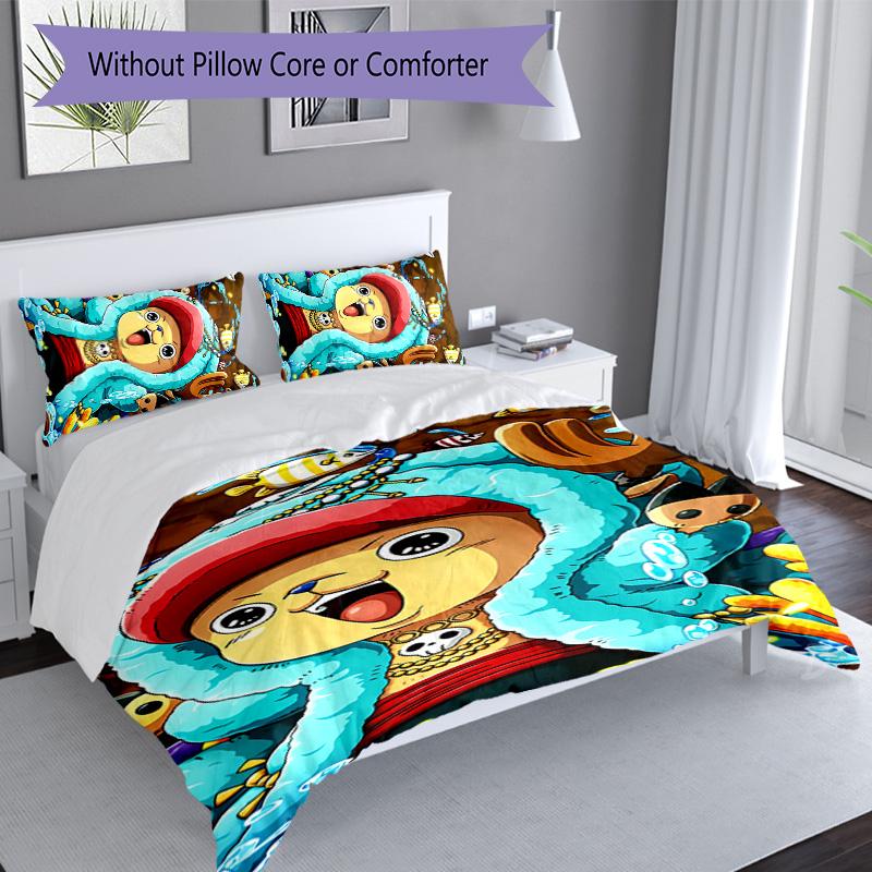 3pcs One Piece Tony Tony Chopper pattern bedding set duvet cover set includes duvet cover &pillowcases, perfect all season bedroom decoration & gift