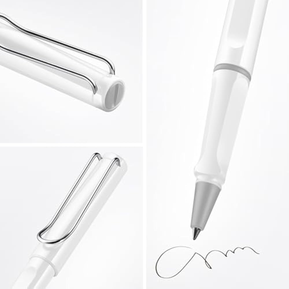 LAMY (Ramy) Safari White Rollerball Pen - Ergonomic Grip Line Width M - Comfortable for Long Writ...