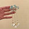 Vintage Chinese Style Pearl Tassel Hair Clips Enamel Flower Hair Pins For Women Hanfu Wedding Hair Accessories