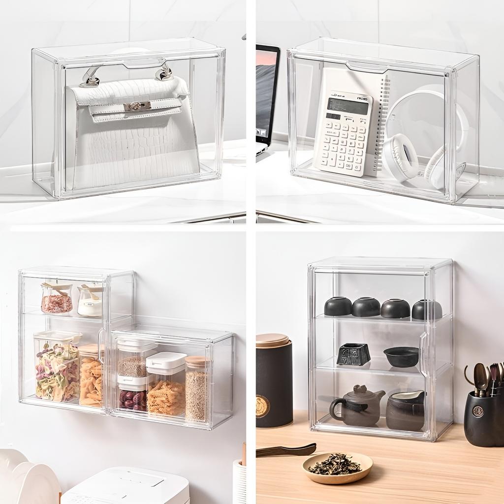 Clear Storage Case, Dustproof Wall Storage Box, Cosmetic Skincare Containers, Cosmetic Display Cases, Layered Makeup Organizer