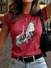 Gesture Pattern Printed Short Sleeved Round Neck Tshirt Fashionable Womens Top Casual And Comfortable Fashionable Tshirt