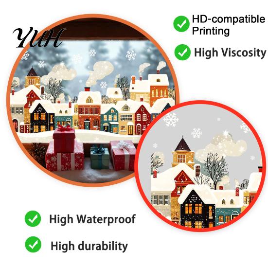 European Style Town Decals Christmas Static Window Clings, Snow Snowflake Decals, Festive Holiday Ornaments Winter Glass Stickers for Home Decor