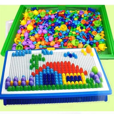 296 stuks/set Graan Paddestoel Nagelkralen Intelligente 3D-puzzel Jigsaw Board Educatief speelgoed voor kinderen