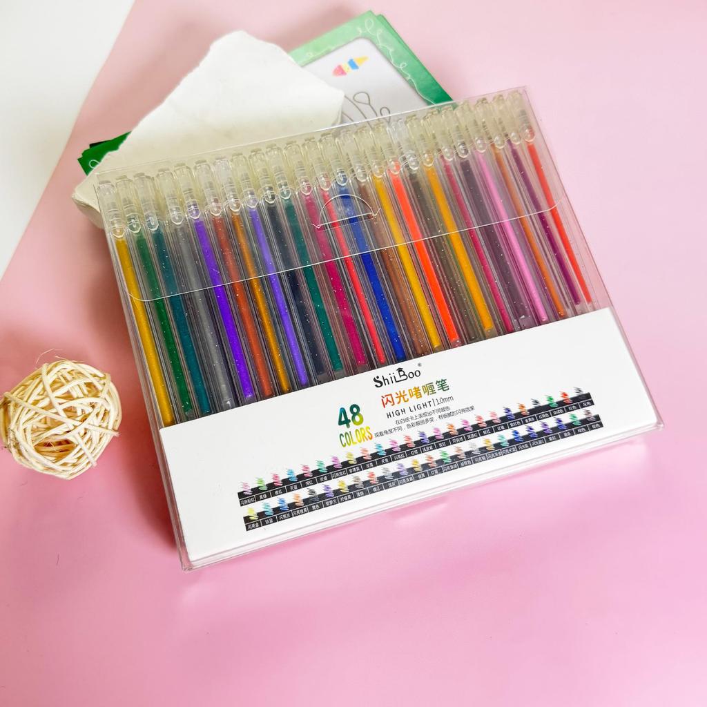 Fluorescent Glitter Gel Pen - Flowing Sand Pearlescent Colors for Students and Journals