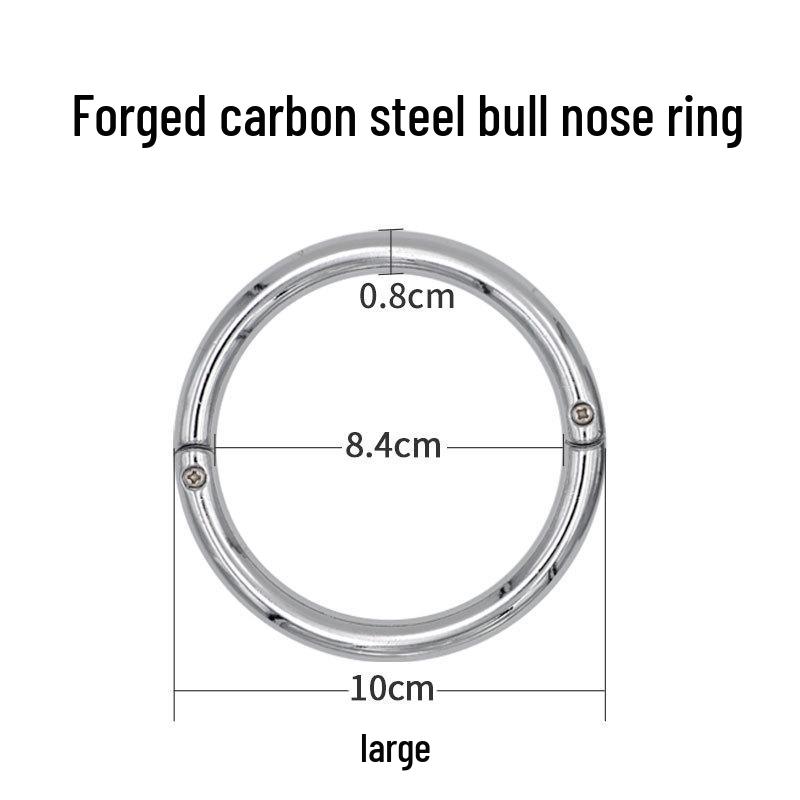 Stainless Steel & Carbon Steel Bull Nose Breeding Traction Ring and Pliers for Cattle Restraint.