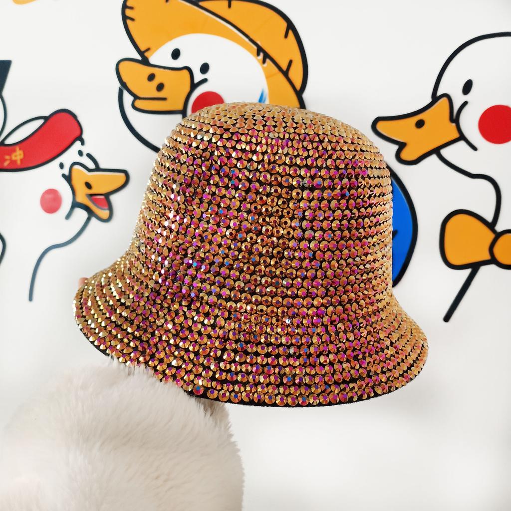 Blue/Beige Pearl Fedora Hat Bling Fedora Jazz Hats For Men And Women Handmade Advanced Fashion Outdoor Party Stage Hat