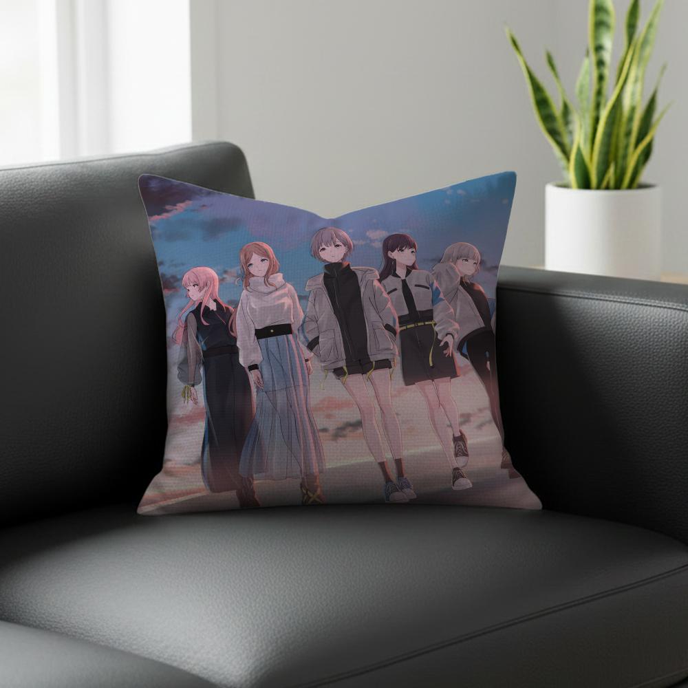 Game BanG Dream Cushion Cover Natural Linen Pillowcase Set AllinOne Decor for Sofa Bedroom  Chair