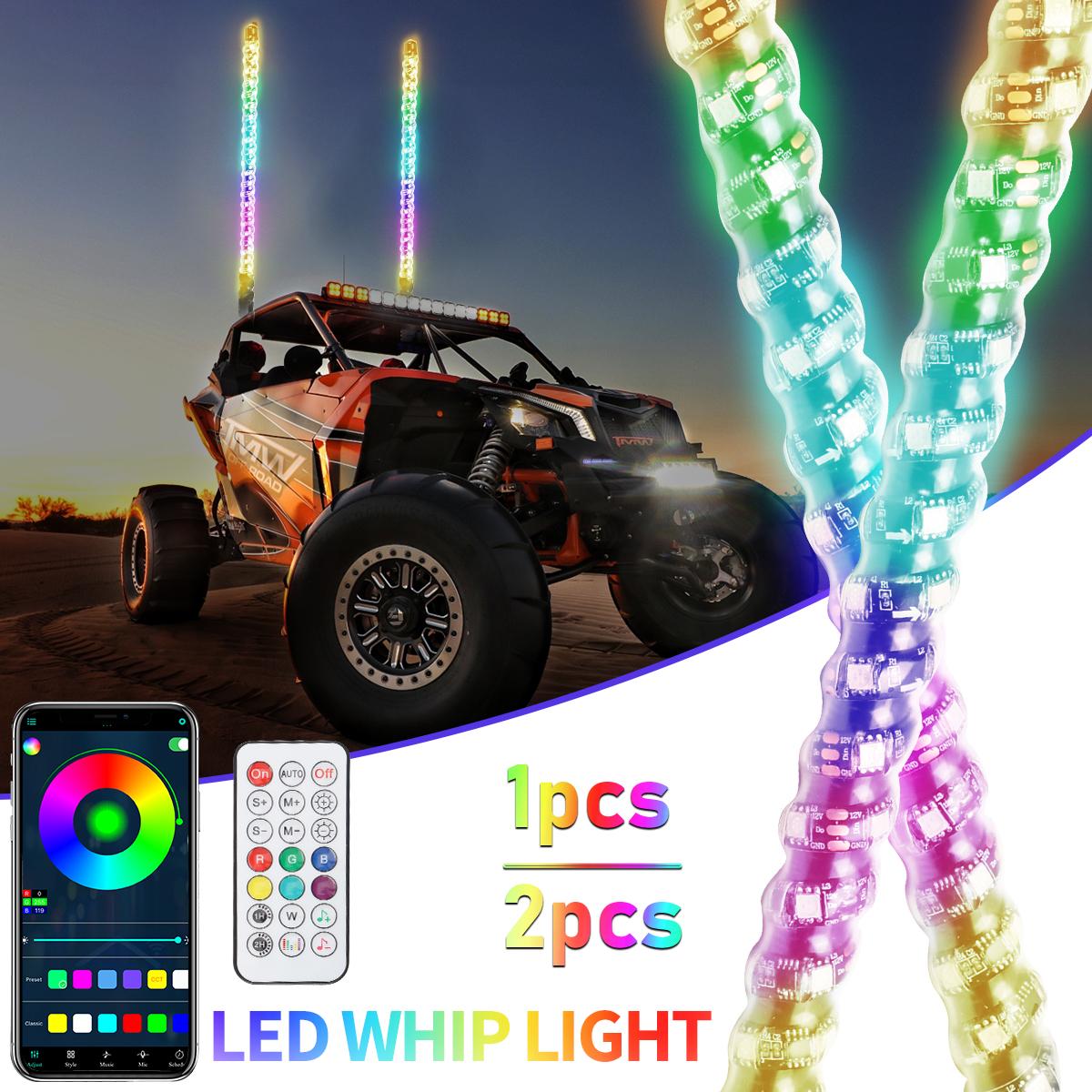 Car Led Whip Light RGB Chasing LED Whip Antenna Flag Light Car Whip Antenna Flag Pole Light 60CM,1 pcs разноцветный