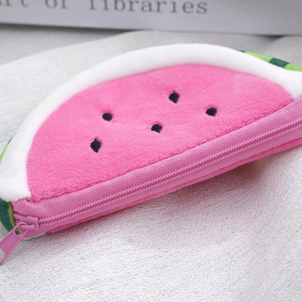 Zipper Watermelon Coin Purse Cute Cartoon Mini Card Bag Money Holder Plush Fruit Wallet Women