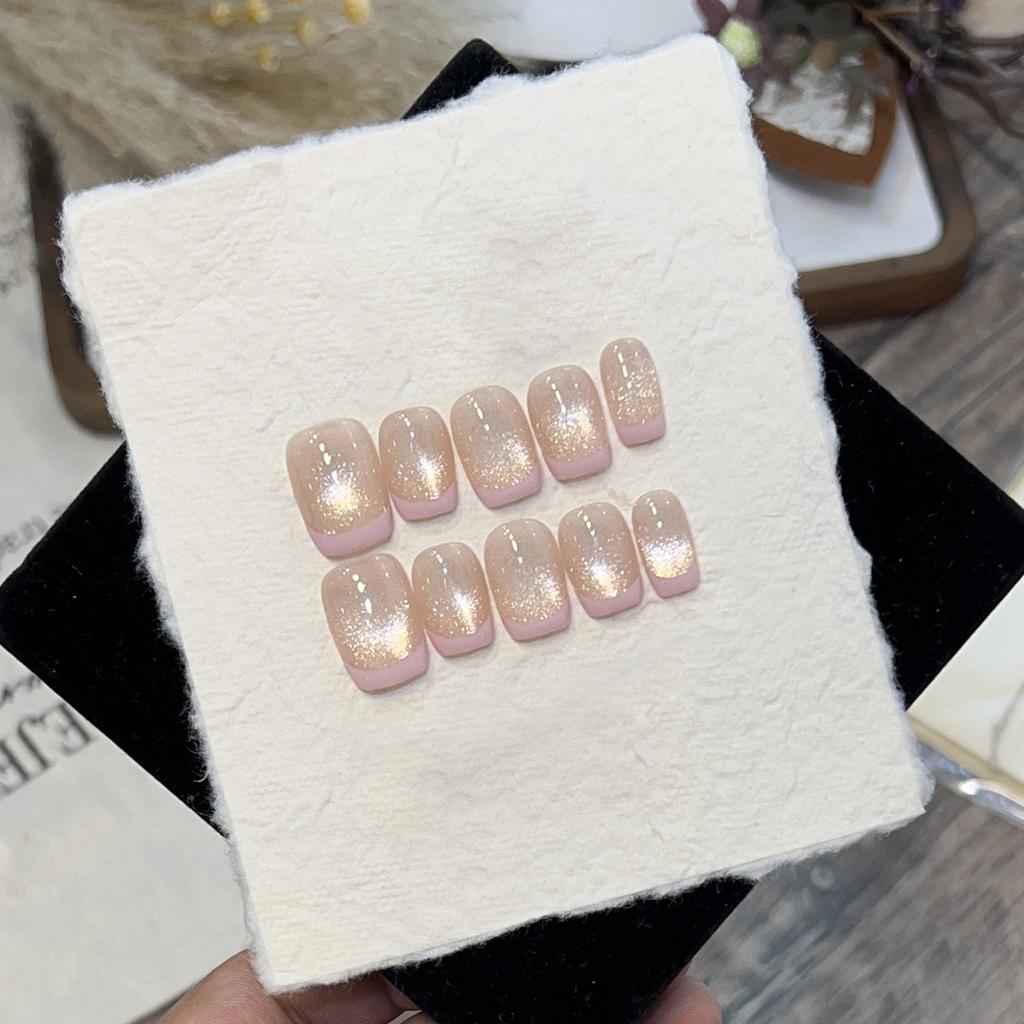 10 Pcs Gradient Coffin Handmade Press On Nails Simple Fake Nails Wearable Stick On False Nail Tips