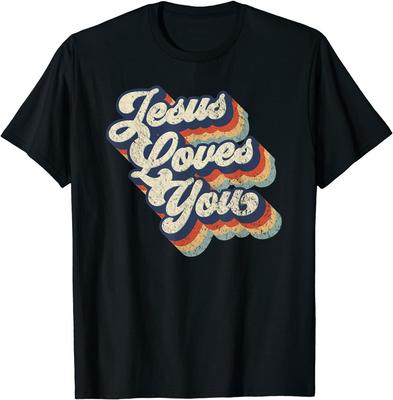 Retro Jesus Loves You Graphic T-shirt