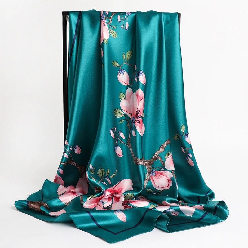 Women Satin Shawl Square Scarf Printed Headband Foulard Satin Hijab Hair Bands Neckerchief Female Head Wraps Bandana