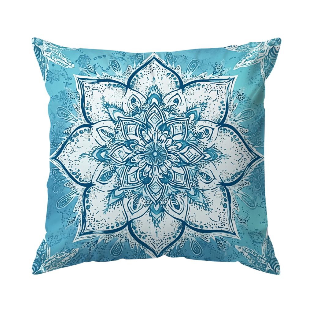 1/4pcs Teal Mandala Cushions Pillowcase Polyester Cushion Cover Throw Pillow Pillowcover Home Car Sofa Decor