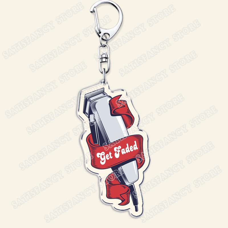 Barber Shop Keychains for Accessories Bag Barbershop Scissors Hairdresser Beard Hairstylist Keyrings Jewelry Friends Fans Gifts