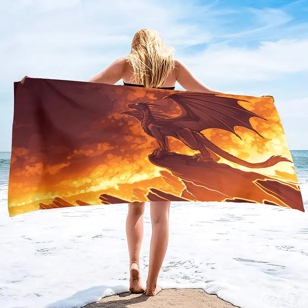 Majestic Dragon Bath Towel - Fantasy Design, Soft Absorbent, Perfect for Summer Fun, Adds Adventure to Your Beach Days