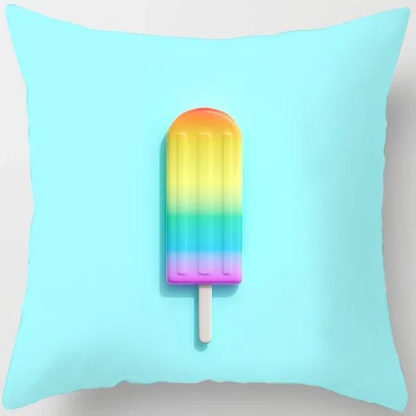 Peach Skin Pillowcase Home Decor  Candy Color Macaron Print Car Sofa Pillow Cushion Cover
