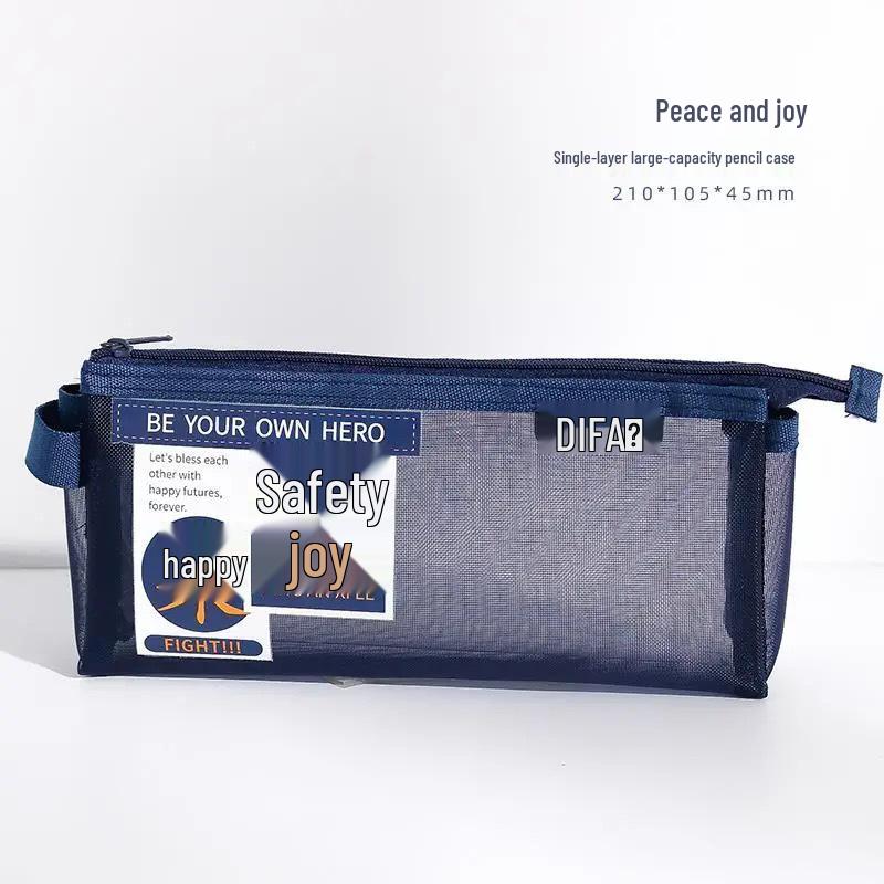 Retro Transparent Mesh Pencil Case - Double Layer, Large Capacity for Boys & Girls